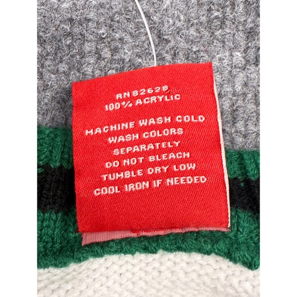 SouthPole VTG Mens White Green Athletic Crest Patch Cable Knit Sweater Size L - Picture 6 of 11